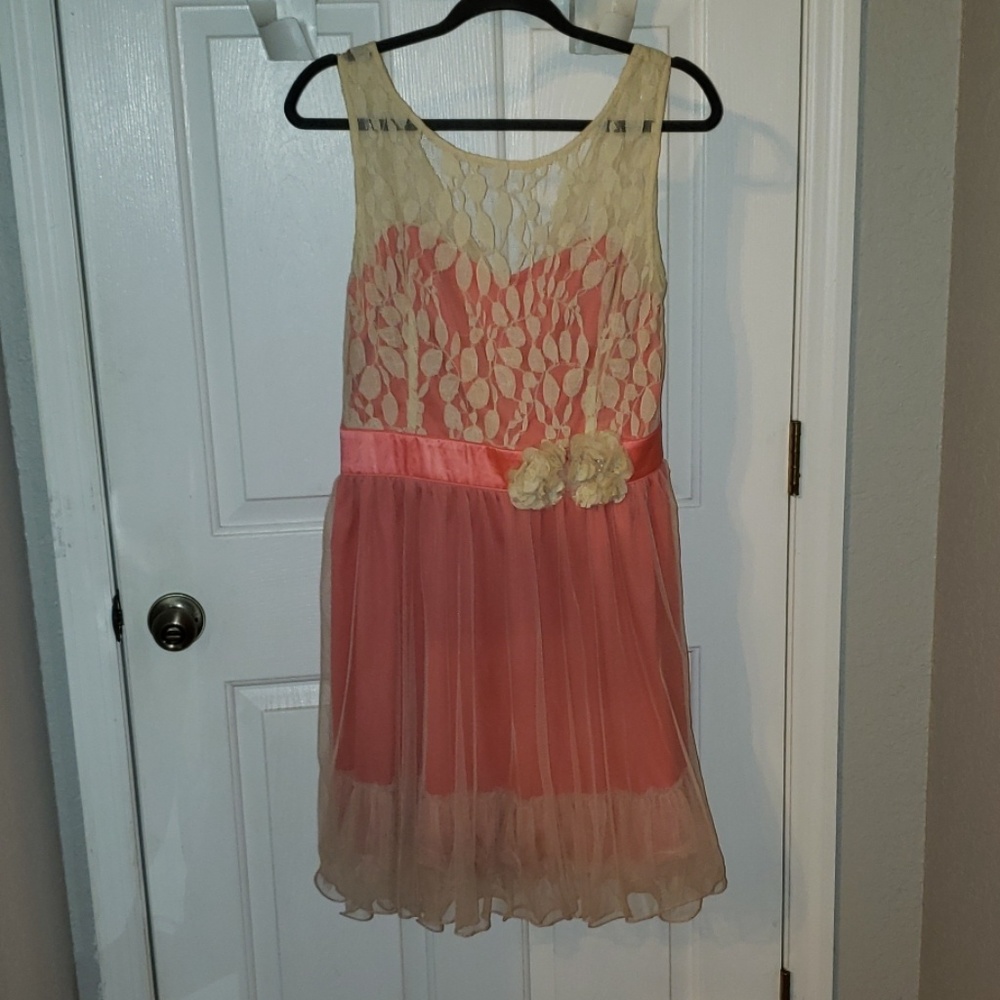 Lace and tulle overlay dress